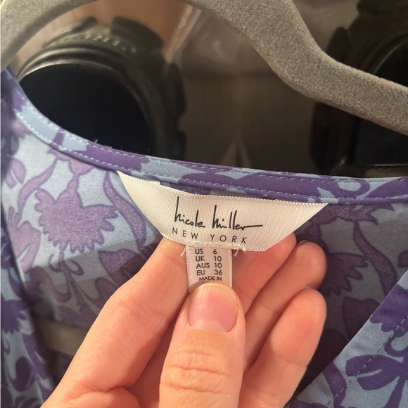 Nicole Miller Purple Floral Long Sleeve Dress - Picture 2 of 5